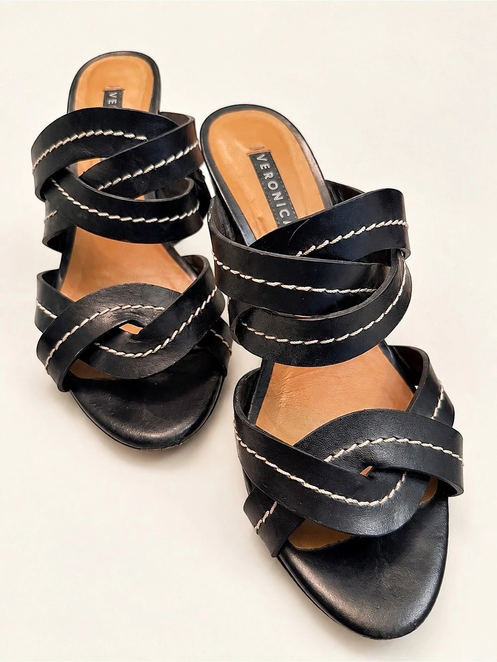 Veronica Beard Macey Vachetta Sandals Black & Brown Heels
